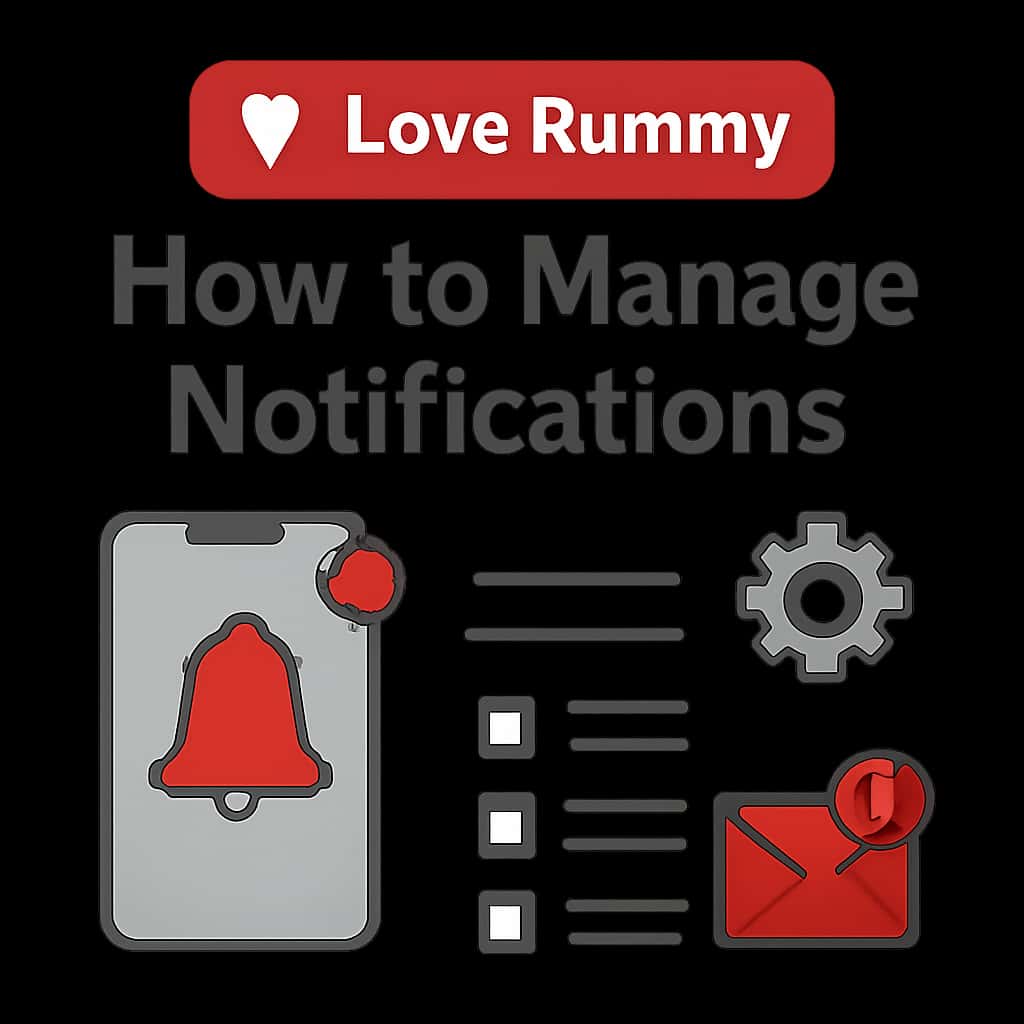 A detailed diagram showing steps to manage notifications in Love Rummy.