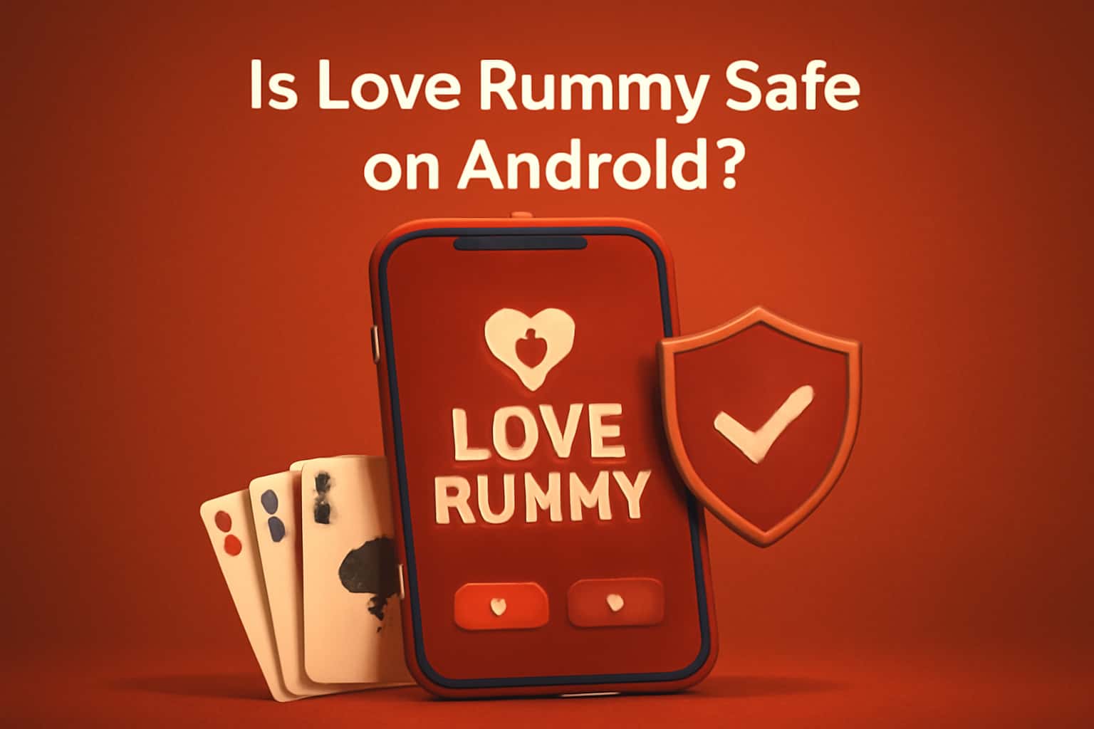 An informational graphic illustrating the safety features of Love Rummy on Android devices.