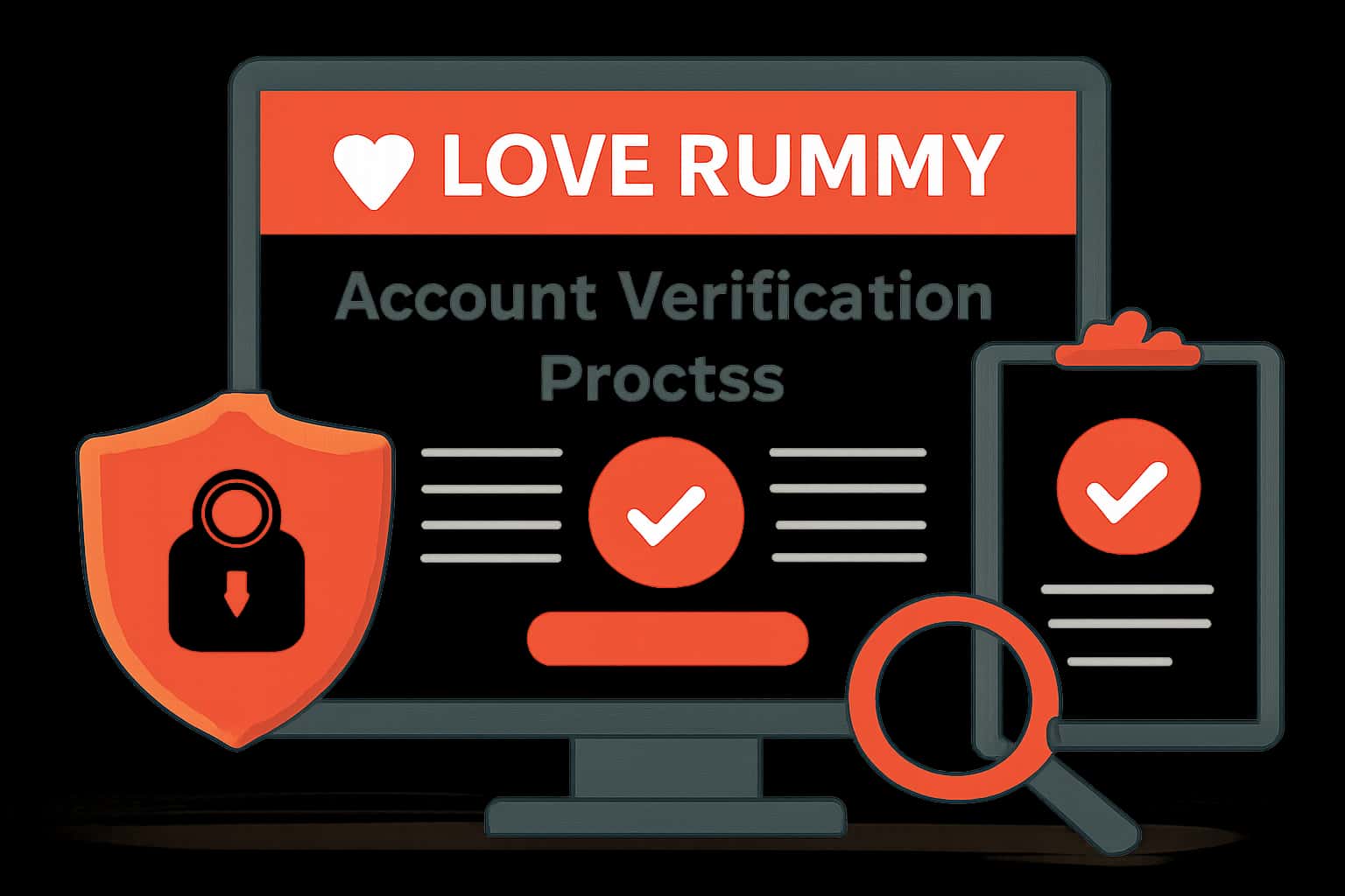 Illustration depicting the Love Rummy Account Verification Process for user security.
