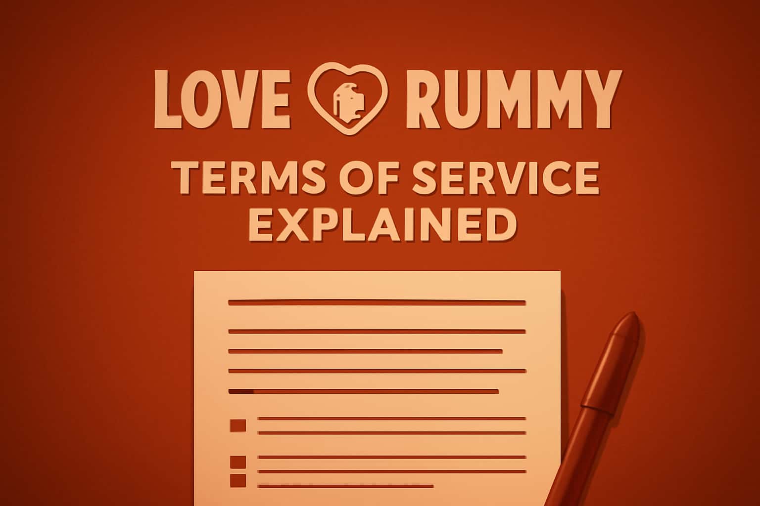 An informational graphic illustrating the Love Rummy Terms of Service.