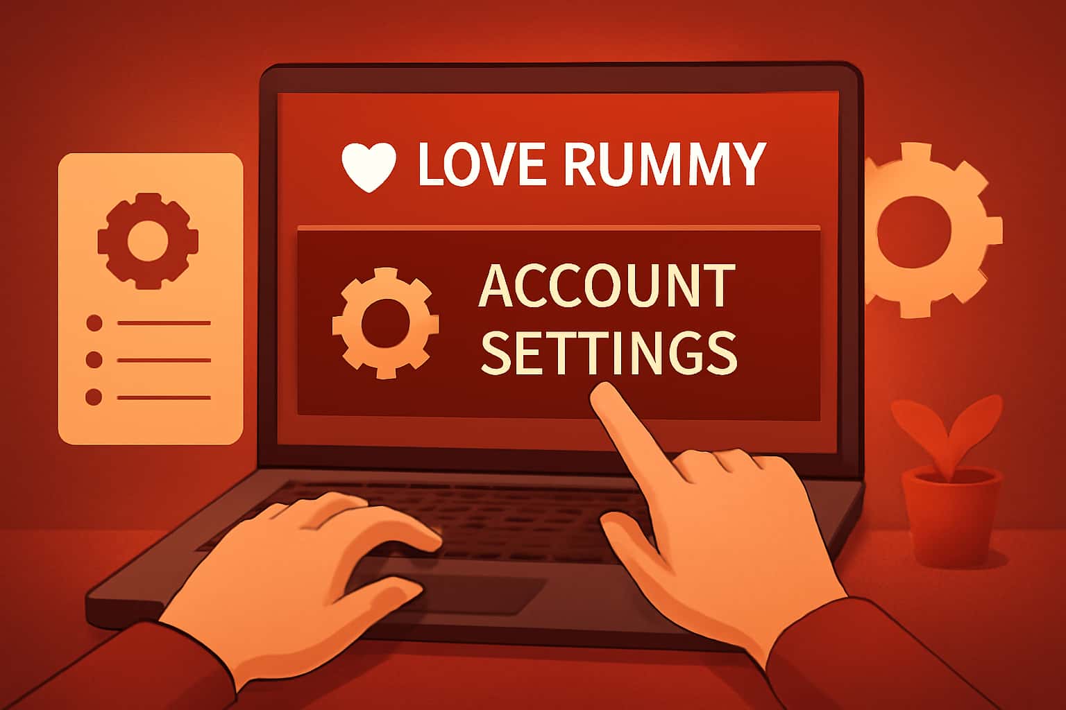 An informational scene depicting account management settings for Love Rummy.